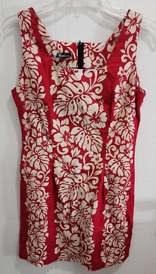 Vestido vaquero hawaiano para mujer Royal Creations rojo blanco floral 100 % algodón talla L Foto 1 de 4
