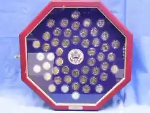 Franklin Mint The Complete State Quarter Collection 24K Gold Plated Framed 50pc - Picture 1 of 1