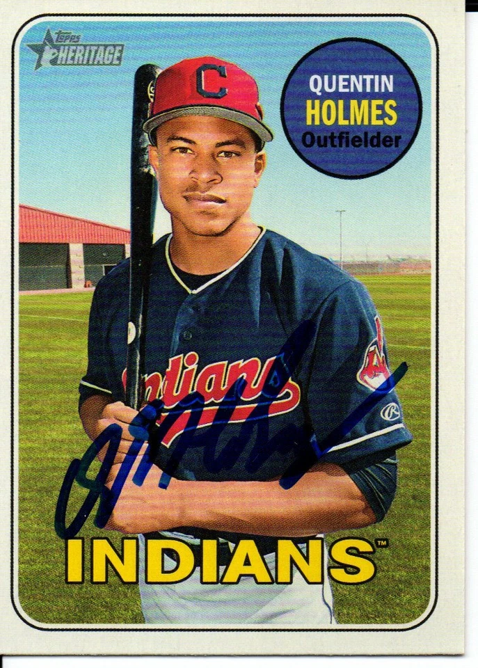 Quentin Holmes Cleveland Indians 2018 Topps Heritage Minors Signed Card - Image 1 of 1