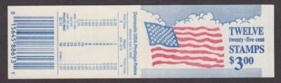 1988 booklet BK161 U. S. Flag 25¢ (2 Sc 2285Ac panes) MNH complete - Image 1 of 2