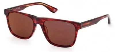 Marco de gafas de sol de plástico con espejo cuadrado a rayas rojas BMW BW0033 68L 55-17-145 Foto 1 de 3