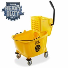 33 Quart Commercial Mop Bucket with Side Press Wringer, Yellow