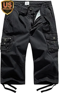Women'S Mid Rise Cargo Capris Elastic Waist Drawstring Multi Pocket Working Tact - Picture 1 of 1
