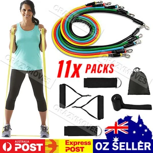11Pcs Resistance Band Tube Heavy Duty Power Gym Exercise Yoga Training Fitness V - Picture 1 of 12