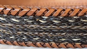 Boys Youth Brown Leather Belt Horsehair Braid, Size 26, Never Worn $54 Tag - Picture 1 of 14