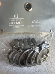 J C Penny Home Collection Curtain Rod Clip Rings Gunmetal FiniMetal 7 Piece Pack - Picture 1 of 3