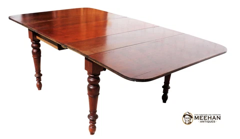 Antique English Mahogany Dining Farm Table Turned Legs Cover