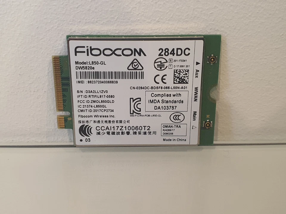Dell DW5820e Fibocom L850-GL LTE/WCDMA CAT 9 4G LTE WWAN Card Module 284DC - Image 1 of 1