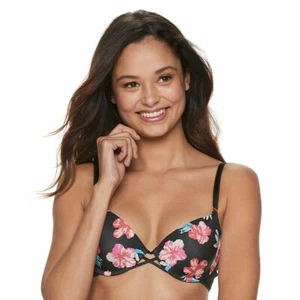 Sujetador push-up Candie's Demi ZZ83B032R negro puesta de sol tropical floral talla 34D - Imagen 1 de 12
