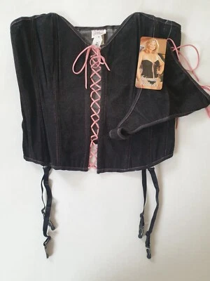 Corsé Vasco Shirley of Hollywood Talla 42 Sin Tirantes Negro Elástico Denim Bustier Foto 1 de 4