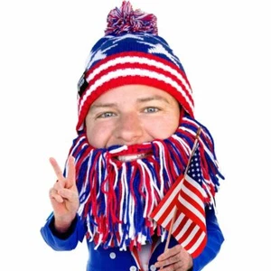 Beard Head Barbarian Patriot USA Knit Bearded Face Mask & Hat - Picture 1 of 6
