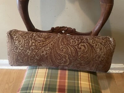 Boho Lumbar Pillow Duck Feather Down Luxury Blue Gold Brown Tapestry Paisley 21” - Imagem 1 de 4