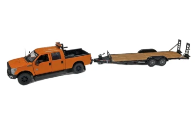 Sword 1250-OK Ford F250 Crew w/Utility Trailer - Orange & Black 1/50 Diecast MB - Image 1 of 2