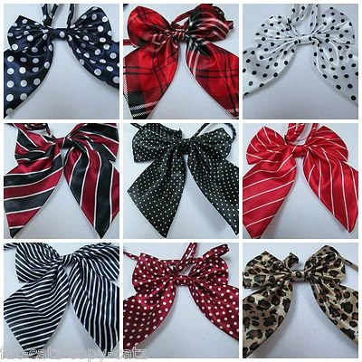 LADIES FASHION SATIN STYLE BOW NECK TIE CRAVAT 15+ COLOURS PARTY FANCY DRESS UK - Image 1 of 3