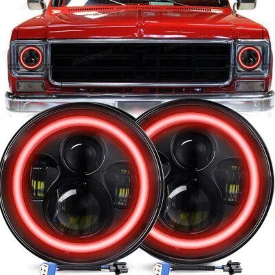 Faros LED rojos halo DRL Fit 1975-1980 Chevy K10 K20 K5 Blazer 7" pulgadas Foto 1 de 4
