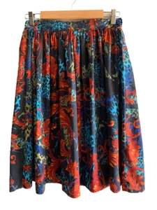Asos Sz 10 Red Blue Floral Animal Print Pleated Skirt - Picture 1 of 3