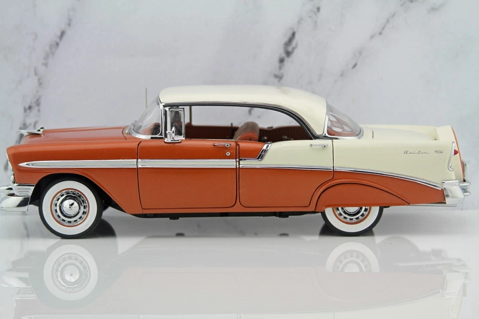 Precision Miniatures USA 1956 Chevrolet Bel Air 4-Door Gold Ivory Hardtop 1:18 - Image 1 of 4