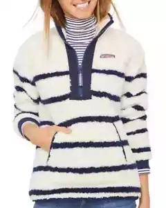 VINEYARD VINES Plush Teddy Supershep Fleece Marshmallow & Deep Bay Size XL - Picture 1 of 12