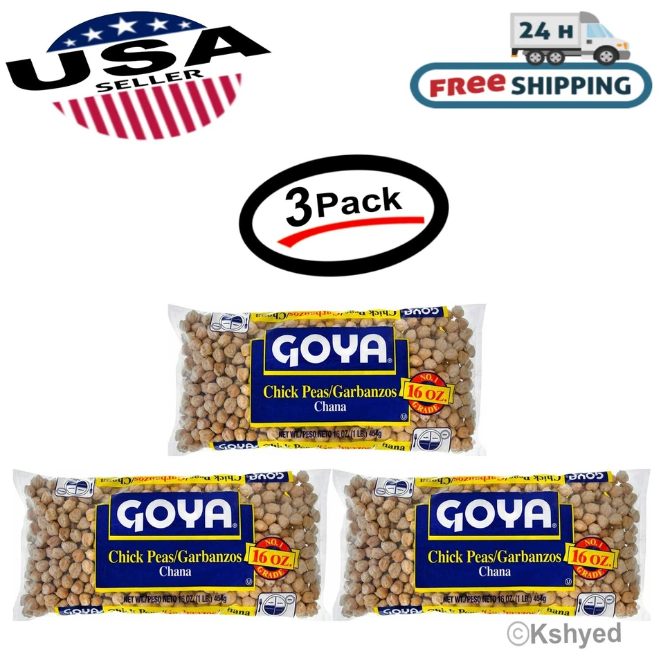 3 Goya Chick Peas 16 oz | Garbanzos 1 libra (pacote com 3) Best Seller - Frete Grátis - Imagem 1 de 4