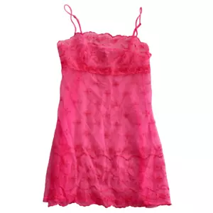 Victorias Secret Pink Sheer Lace Empire Camisole Lingerie Nightgown Tank Medium - Picture 1 of 6