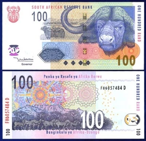 SOUTH AFRICA 100 RAND 2005 MBOWENI MANTELLO GEMMA BUFALO NUOVO - Foto 1 di 1