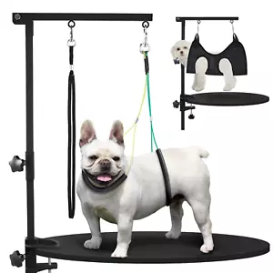 Dog Grooming Table Arm with Hammock, 35" Adjustable Height Grooming Arm with Cla - Picture 1 of 7