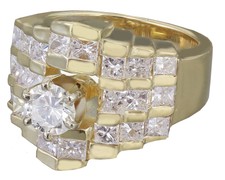 14K Yellow Gold Round Forever One Moissanite Diamond Engagement Ring deco 2.80ct