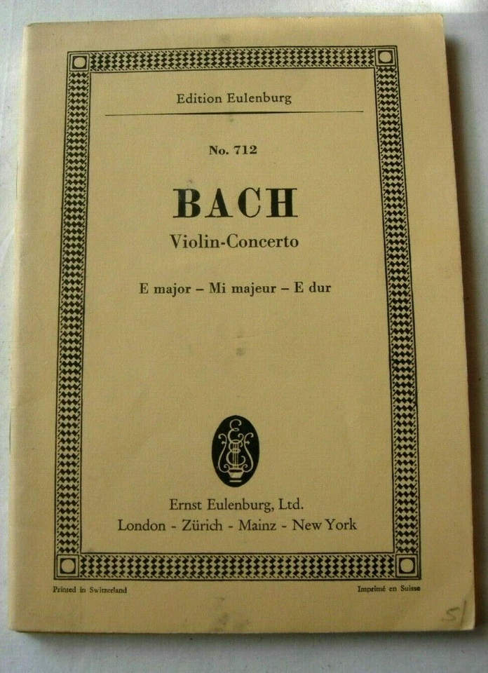 J S Bach Violin Concerto E Major Edition Eulenburg No 712 - Image 1 of 1