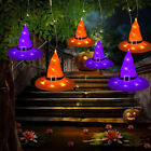 6Pack Halloween Hanging Witch Hat with LED Lights Glowing Witch Hat Party Decor