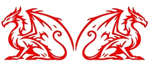 Retro Dragon Drawing 6" Red Vinyl Decals Car Truck Window Mirror Wall Door - Picture 1 of 1