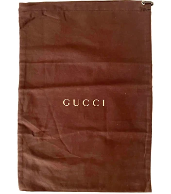 GUCCI Bolsa antipolvo Marrón Viaje Almacenamiento Cordón Bolsa Oro Logo Mediana 9x13 ❤️ Foto 1 de 2