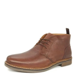Botas de cuero para hombre Chukka con cordones cinta roja tobillo bajo marrón - Imagen 1 de 6