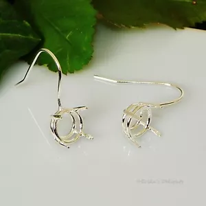 Ajustes de pendientes redondos de plata esterlina pre-anchados (4 clavijas) - Imagen 1 de 3