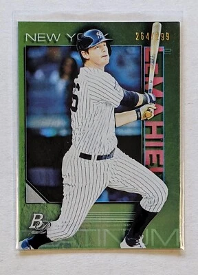 2020 年 Bowman 白金 DJ LeMahieu 蓝绿色箔平行 /299 #3 纽约洋基队 — 第 1/2 张图片