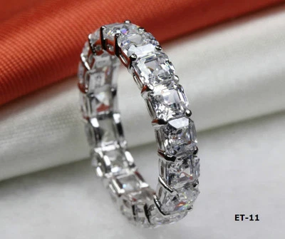 ОБРУЧАЛЬНОЕ КОЛЬЦО ASSCHER CUT ETERNITY ЮБИЛЕЙНОЕ КОЛЬЦО ~ 17 STNS ~ ET11-BL-H - Изображение 1 из 4