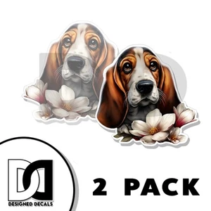 Bassett Hound Cachorro Pegatina Arte Animal Calcomanía Vinilo Cachorro Novedad Hecho en EE. UU. PAQUETE DE 2 - Imagen 1 de 3