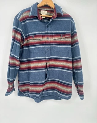 Camisa de Franela LL Bean Gamuza Serape Rayas Suroeste Para Hombres Mediana Western Boho Foto 1 de 4