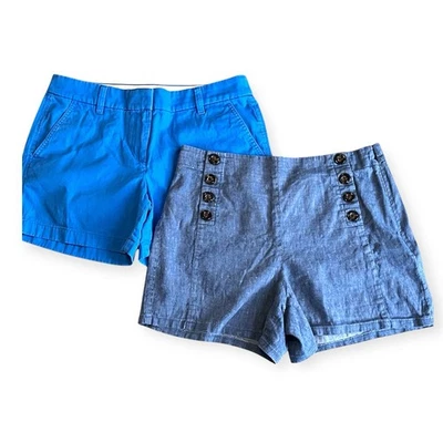 Lote de 2 Pantalones Cortos Para Mujer Verano Lino Algodón J.Crew Factory Ann Taylor Talla 6 Foto 1 de 4