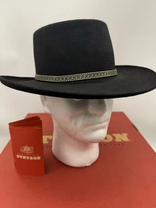 VTG Stetson Pony Express 4X Beaver Black Gambler Western Hat w/ Box Size 6 3/4 - Picture 1 of 15