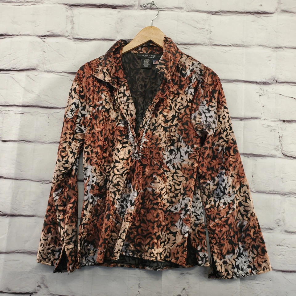 Pullover RAMPAGE Top Mujer Medio Burnout Vintage Años 90 Lentejuelas Detalles Terciopelo Foto 1 de 4