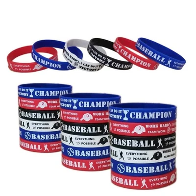 Pulseras de goma motivacionales de béisbol de silicona de 24 piezas para fiesta Foto 1 de 4