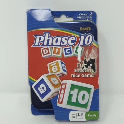NEW Phase 10 Dice Game 2009 Blue Tin Box Fundex Family Age 8+ - Image 1 of 4