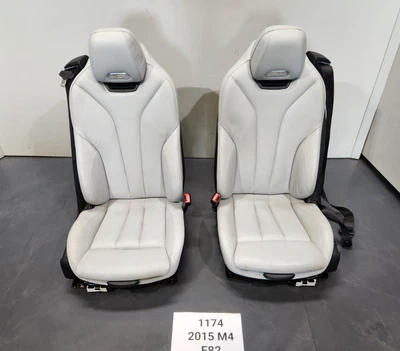✅ OEM BMW F83 M4 Front Driver Passenger Sport Seats Leather Merino Silver SET * - Image 1 of 4
