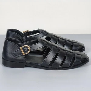 Mens Handmade Natural Leather Lined Fisherman Sandals Casual Summer Beach Shoes - Picture 1 of 19