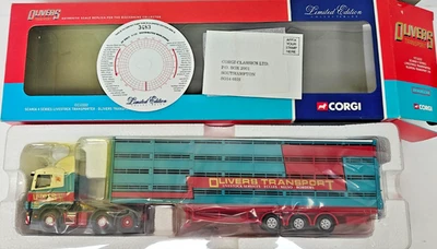 Corgi 1:50 CC12222 SCANIA Truck & LIVESTOCK Trailer in OLIVERS TRANS Livery NEW - Image 1 of 4