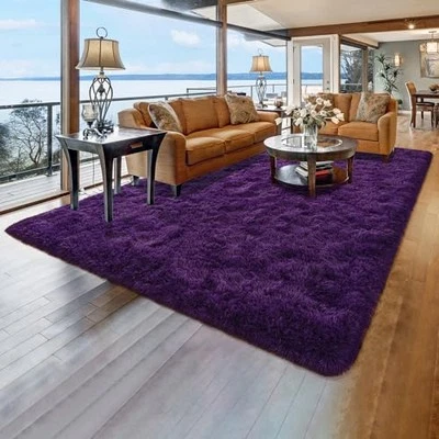 Alfombra suave peluda para sala de estar, alfombras mullidas de 5x8 pies con fondo antideslizante  Foto 1 de 4