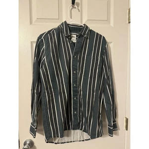 Zara Mens Striped Blue and Green Casual Long Sleeve Button Down Sz: Small - Picture 1 of 3