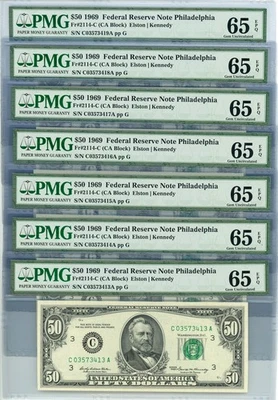Fr. 2114-C $50 1969 Federal Reserve Note 7 Consecutive EPQ PMG DC-2161 - Image 1 of 3