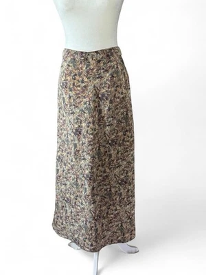 Maxi Falda Floral Satinada Vintage Años 70 80 Detalle Cadena Dorada Boho M Foto 1 de 3