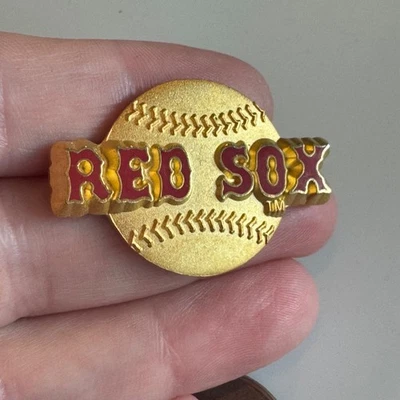 Vintage Boston Red Sox Gold Baseball Script Enamel Lapel Pin Heavy! Peter David - Image 1 of 4